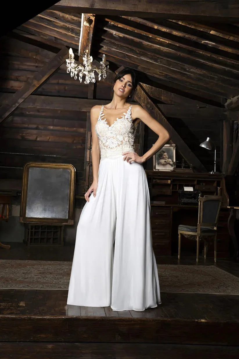 pcs jumpsuits gaun pengantin untuk wanita setelan jas renda applique