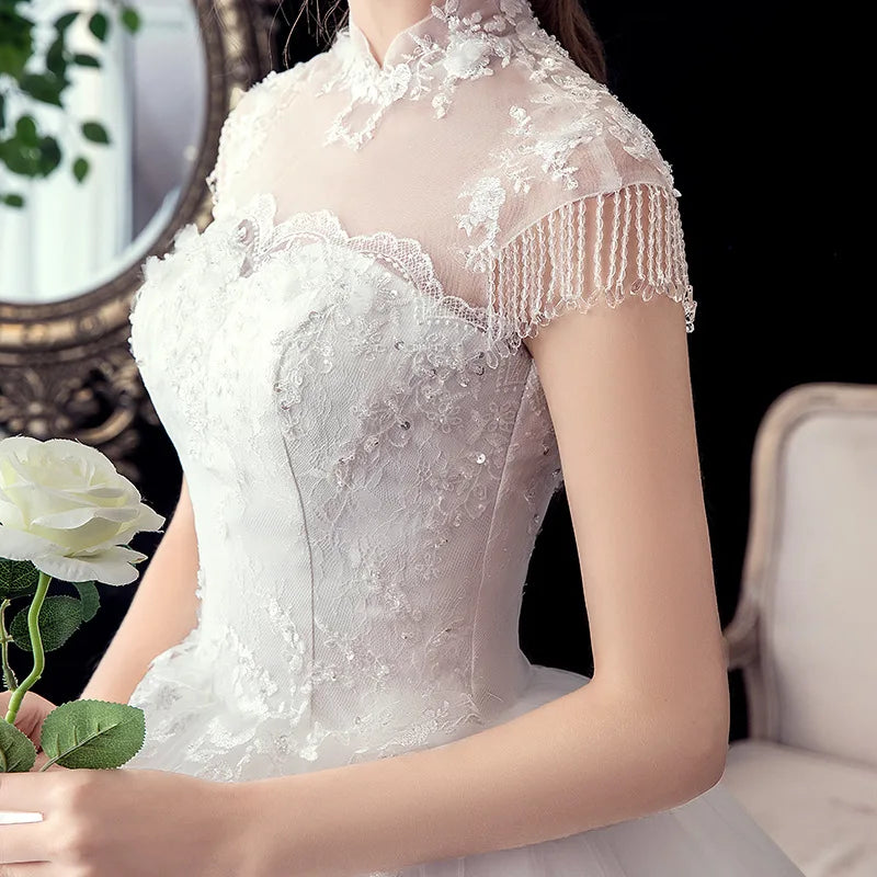 Gryffon Wedding Dress Sweet O-neck Floor-length Lace Up Ball Gown Princess Luxury Lace Wedding Dresses Custom Size Bridal Dress