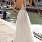 Beach Tulle Wedding Dresses Boho Side Split Spaghetti Sexy Illusion Boho A-Line Pearls Backless Bohemian Vestido De Noiva