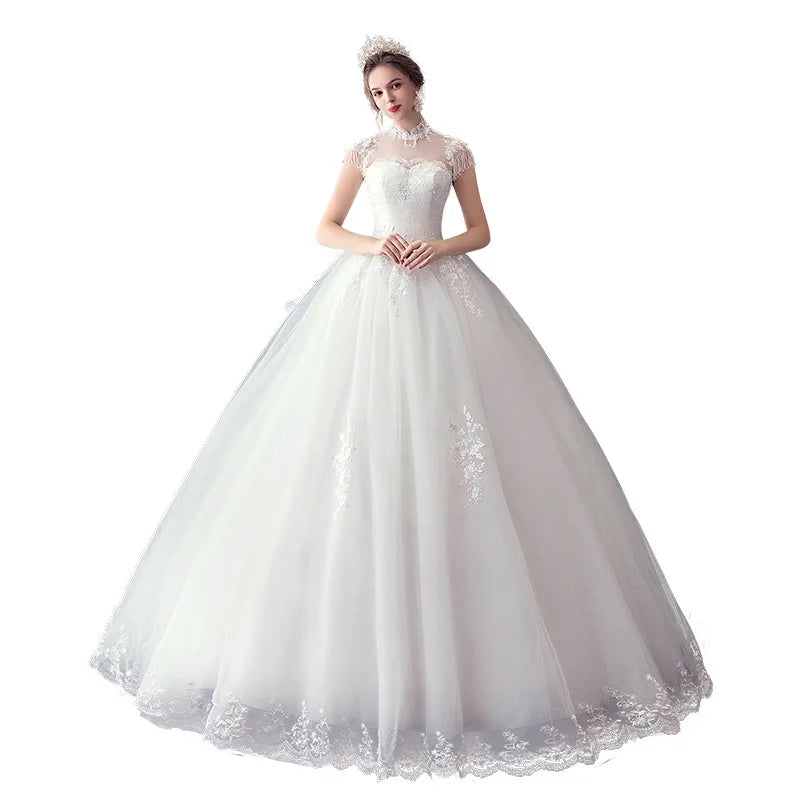 Gryffon Wedding Dress Sweet O-neck Floor-length Lace Up Ball Gown Princess Luxury Lace Wedding Dresses Custom Size Bridal Dress