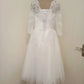 Vestido De Noiva Curto Vintage Ivory Tea Length Long Sleeve Wedding Dress Lace Wedding Gowns Scoop Short Bridal Dresses