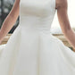 60s Vintage Short Tea Length Wedding Dresses Simple Scoop Neck Ball Gown Satin Reception Women Second Wedding Bridal Gowns