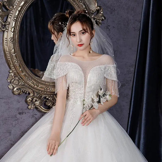 Gryffon Wedding Dress Luxury Beads Sequins Lace Up Ball Gown Classic Bridal Gown Princess Vestido De Noiva Customize