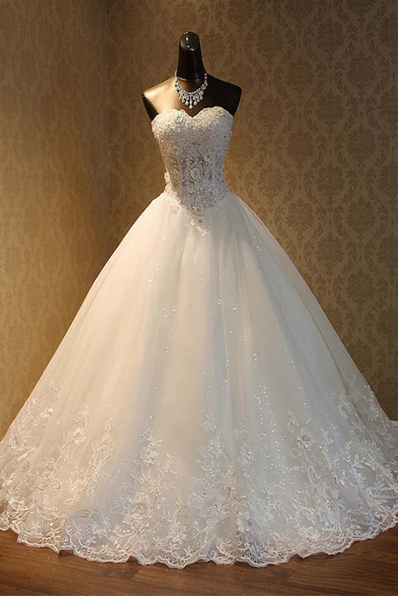 Wedding Dress New Bride Strapless Wedding Gown Luxury Lace Ball Gown Princess Vestido De Noiva Robe De Mariee Plus Size