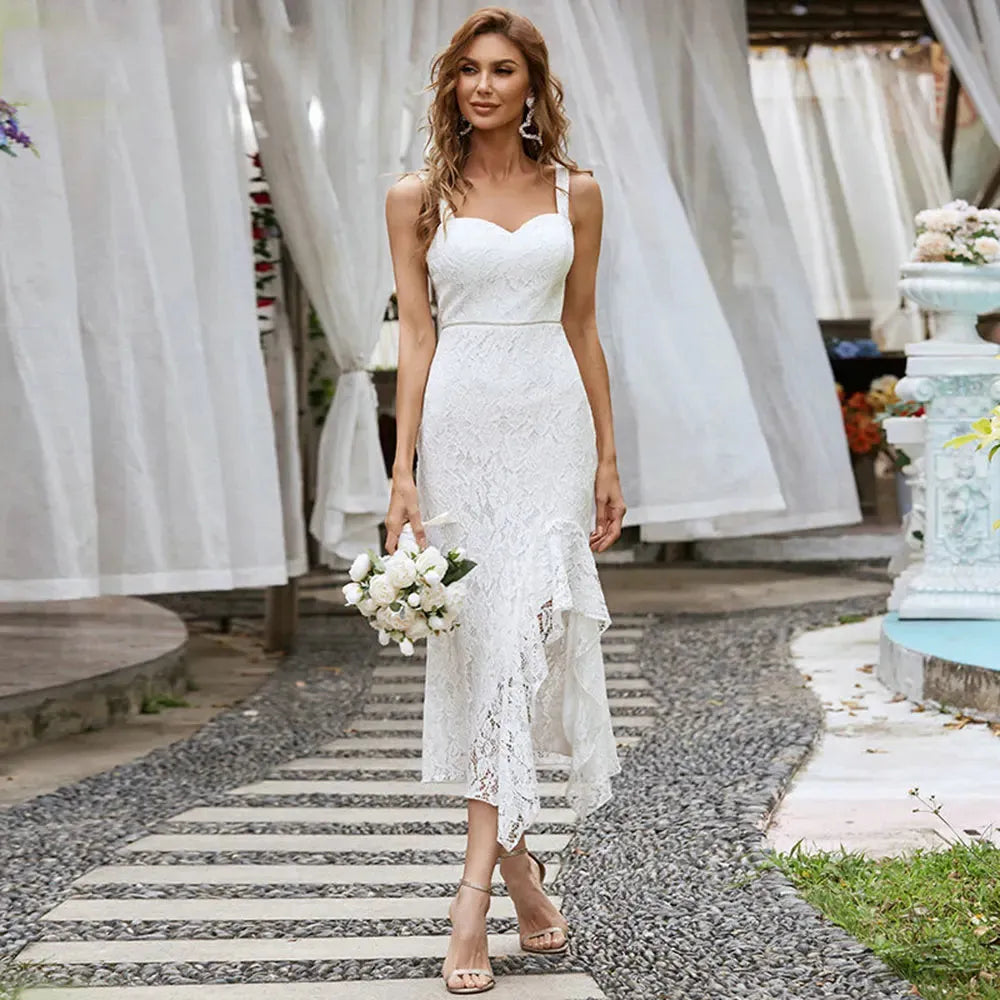 Outfit Abito Bianco Per White Party Abito Da Sposa In Pizzo Bianco