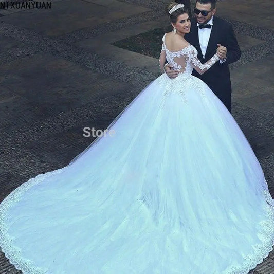 Formal Dresses Long Sleeve Wedding Dress Bridal Robe Ball Gown Special Occasion Dresses Bride Women Princess Trend Fairy