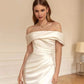 Elegant Mermaid Satin Wedding Dress Off The Shoulder Boat Neck Bridal Gown For Women Custom Made Hochzeitskleid