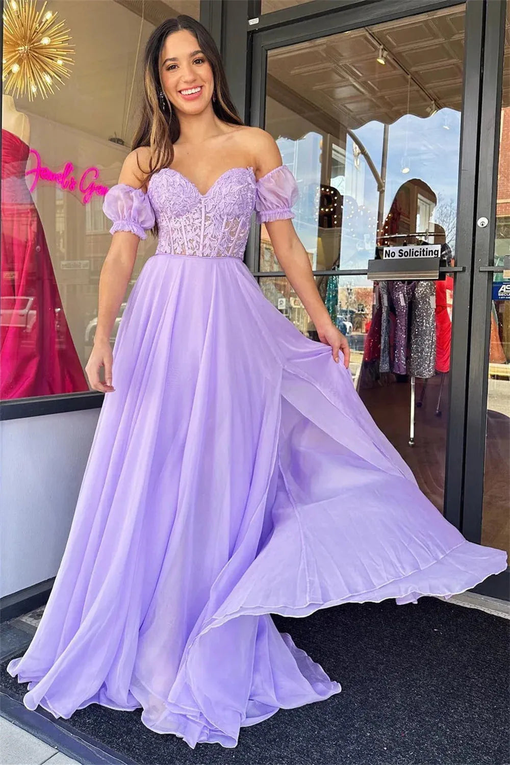 Purple Chiffon Prom Dresses Strapless A-line vestidos de noche