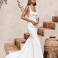 Backless Simple Mermaid Wedding Dress Sleeveless Satin Elegant Straps Square Neck Robe De Mariee Bride Gown