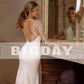 Elegant Mermaid Wedding Dress Women Long Sleeves Lace Illusion Back O-Neck Satin Bridal Gown Sweep Train Vestidos De Noiva