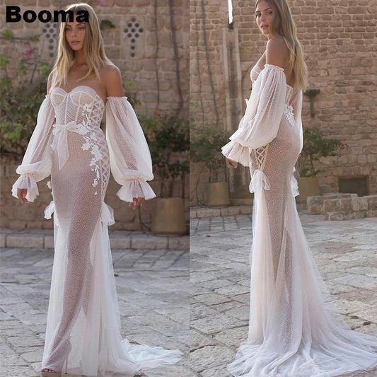 Elegant Mermaid Wedding Dresses Sweetheart Appliques Bridals Party Dress Detachable Sleeves Long Brides Evening Gowns