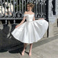 Simple Short Wedding Dress Satin Ivory A-line Wedding Gown with Pockets Custom Made Corset Bridal Dress