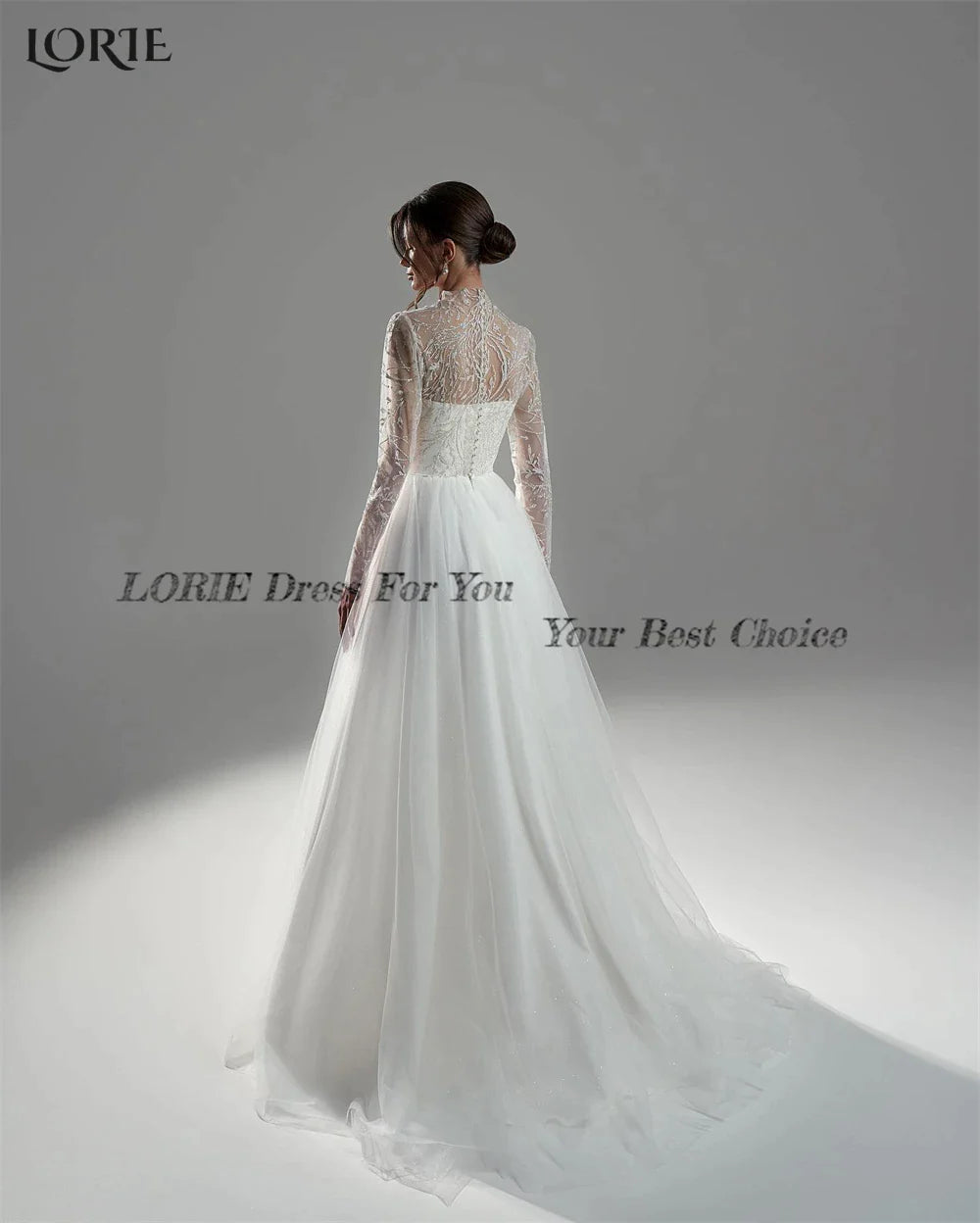 Bohemia Lace Wedding Dresses High Neck A-Line Floor Length Bridal Gowns Princess Appliques Bride Dress vestidos de novia