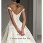 A Line Satin Tulle Wedding Gowns For Bride V-neck Draped Buttons Back Bridal Gowns Women Formal Party Gowns vestidos