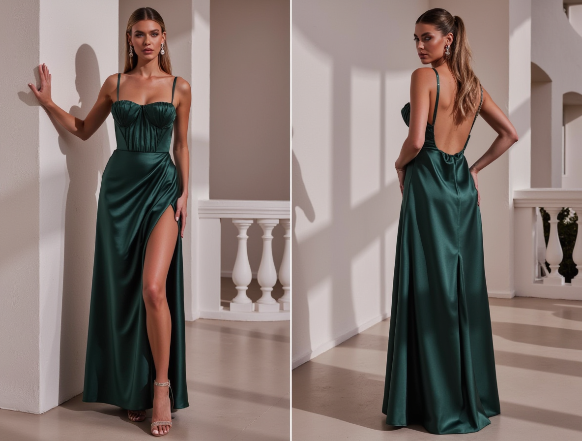 Sophisticated Evening Gown and Prom Dress with a High Slit for a Bold