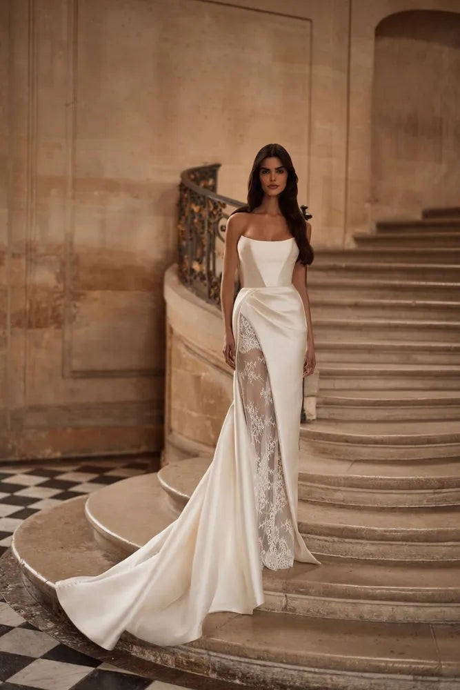Robe chic avec une jupe en dentelle Chantilly transparente Robe de