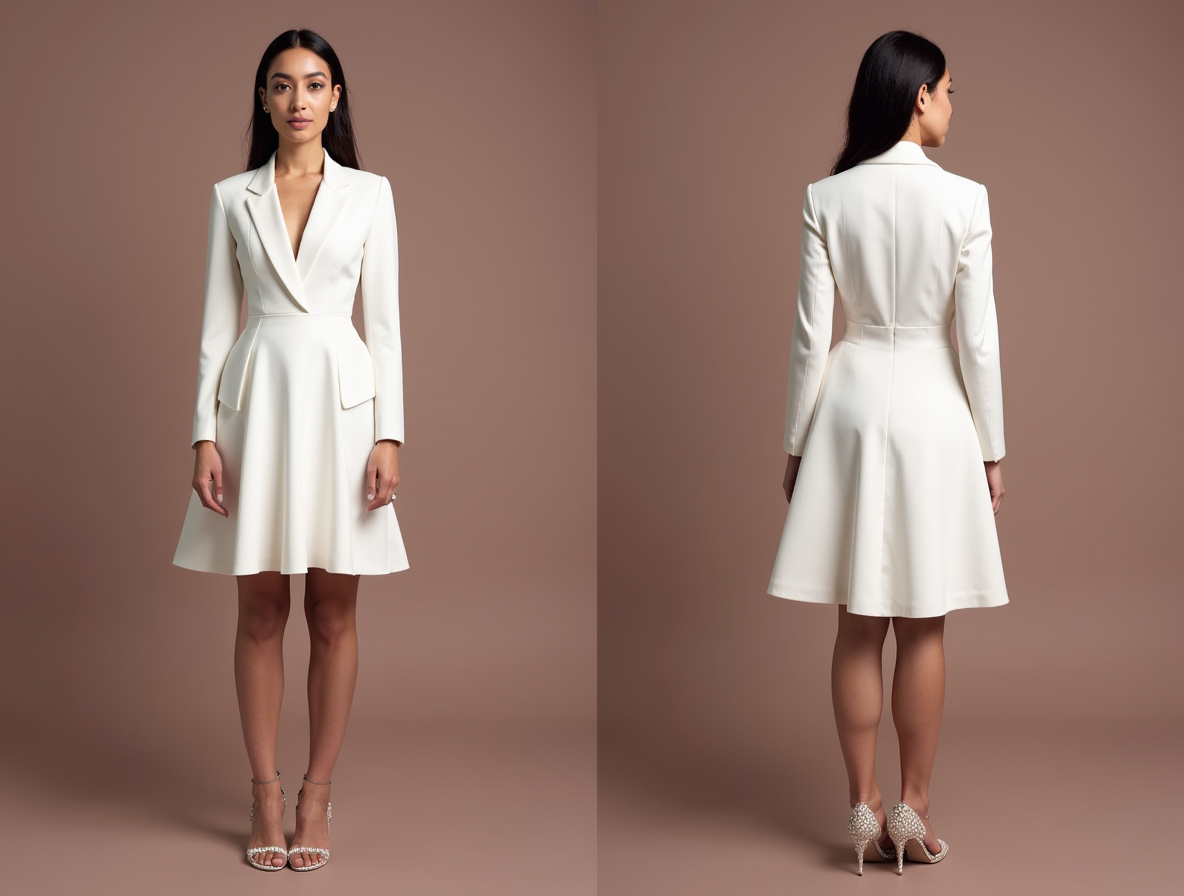 Classic White Mini Short Wedding Dress with a Wide V-Neck for an Elegant Look