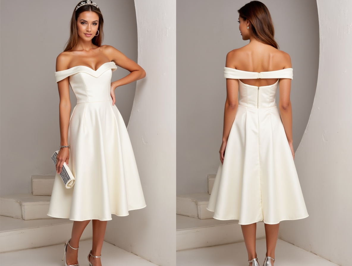 Modern White Mini Short Wedding Dress with an A-Line Cut for a Sleek a
