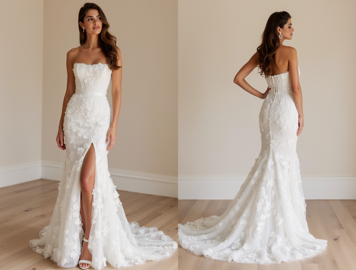 Sexy White Mermaid Wedding Dress with a Lace-Up Back for a Custom Fit