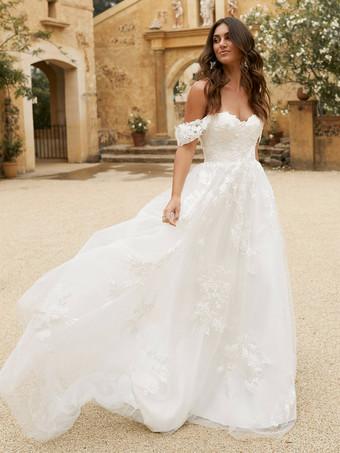 BOHO Abito da sposa fuori dalla spalla Appliques in pizzo vintage abiti da sposa Vestitido de novi personalizzato