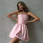 A-Line Mini Wedding Party Dresses Strapless Sleeveless Pleats Brides Gowns Stain Puff Skirts vestidos de novia 2024 boda