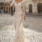 Luxuoso destacável 2 em 1 vestido de noiva pesado bordado de miçanga de grãos O-gola O-gola FullSleeve Vestra de noiva vintage