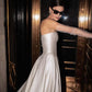 Fivsole Minimalistic Style Open Back High Neck A-Line Wedding Dress Tulle Tea Length Bridal Gowns Buttons Sleeves Vestidos