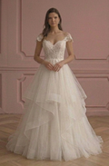 Princess A-Line Wedding Dress Layered Tulle Romantic Bridal