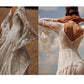 Robes De mariée Vintage bohémien pour femmes, col en v, dos nu, manches évasées, en dentelle 