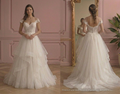 Princess A-Line Wedding Dress Layered Tulle Romantic Bridal
