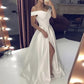 Vestidos De novia con hombros descubiertos, Vestido De novia con abertura derecha y Espalda descubierta, Vestido De novia hecho a medida de talla grande