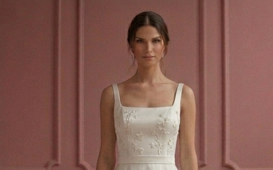 Modern Minimalist A-Line Wedding Dress Plain Matte Satin