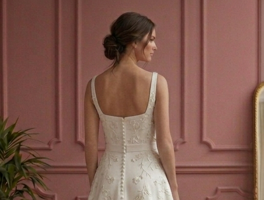 Modern Minimalist A-Line Wedding Dress Plain Matte Satin