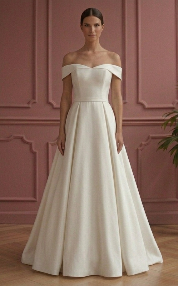 Chic A-Line Wedding Dress Off Shoulder Structured Bridal