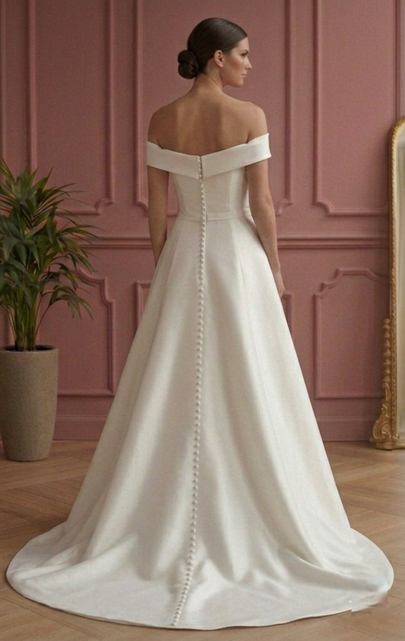 Chic A-Line Wedding Dress Off Shoulder Structured Bridal