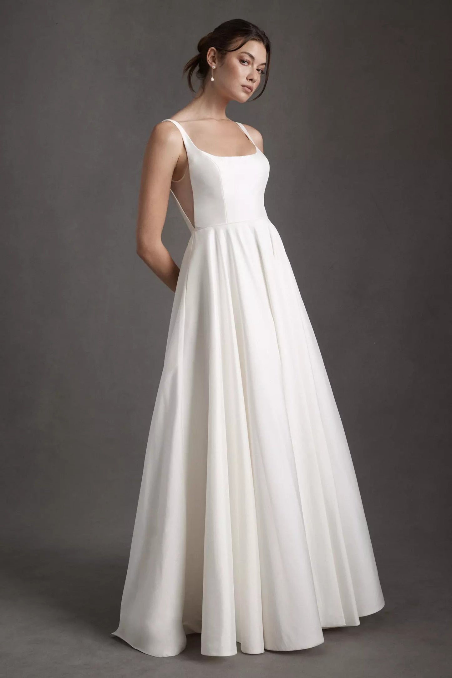 Elegant Wide Straps Boat Neck Satin A Line Wedding Dresses Custom Made Formal Bridal Grown 2023 Vestido De Noival