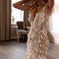 Robe De mariée sirène De luxe, col en v, sans manches, avec des Appliques en dentelle, robe De plage, dos nu, avec traîne De balayage 