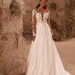 RODDRSYA Boho Long Sleeves Wedding Dress Chiffon Appliques Scoop Neck Button Back A-Line Bridal Gowns Vestido De Novia