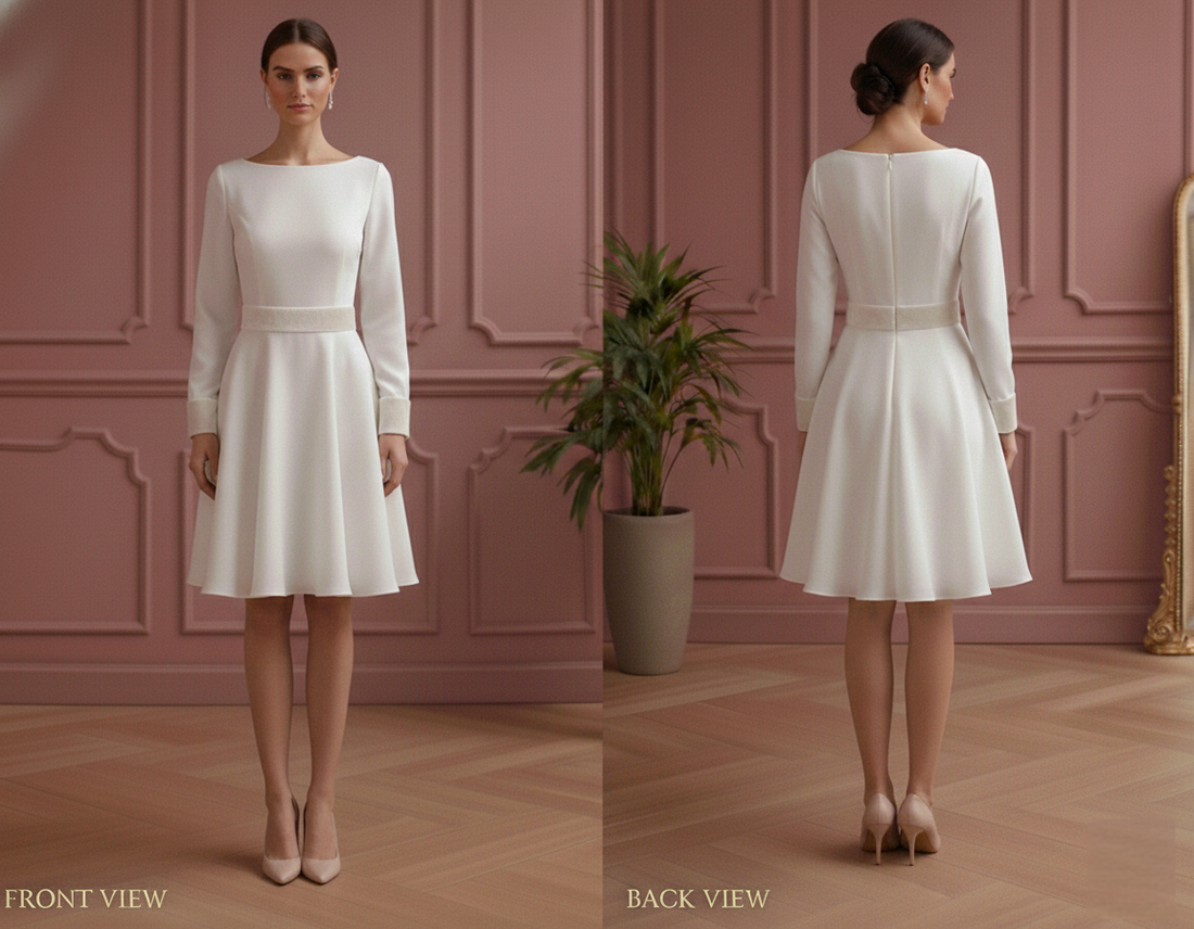 Winter Sleeve Wedding Dress Thick Fabric Short Velvet Accents