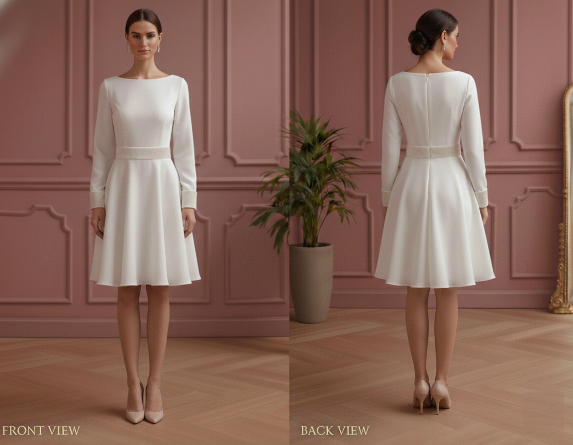 Winter Sleeve Wedding Dress Thick Fabric Short Velvet Accents