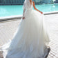 Glamorous Lace V-Neckline A-line Wedding Dresses With Lace Appliques Gridding Sequin Bridal Gowns vestido noiva curto