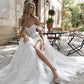 Abiti da sposa boho Appliques in pizzo 3d fiori fuori dalla spalla una linea da sposa spiaggia per donne personalizzate su misura