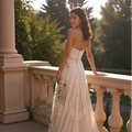 Champagne and White Floral Lace Strapless Bridal Gown Wedding dress