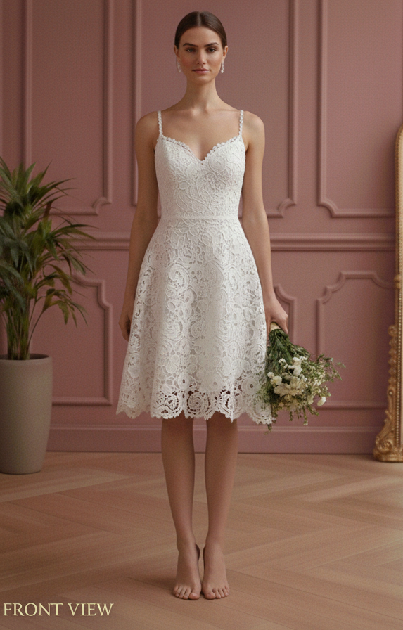 Short Beach Wedding Dress Lace Crochet Boho Style Outdoor