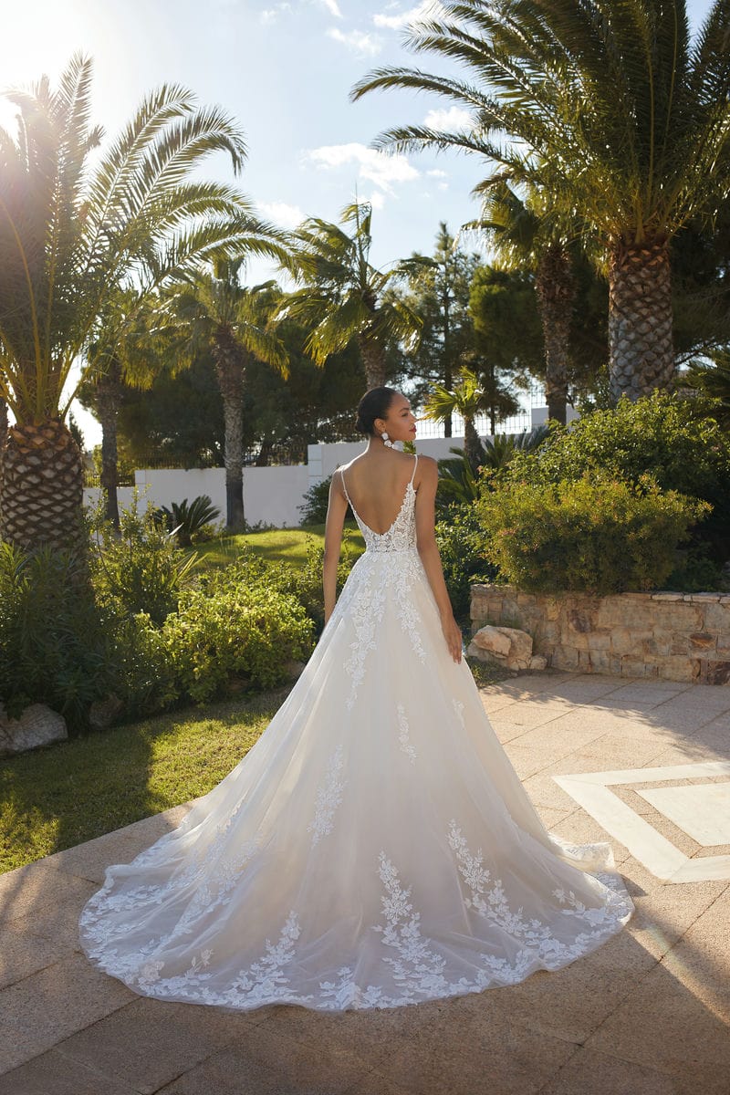 Gaun pengantin elegan wanita sweetheart renda applique terbuka kembali tulle spaghetti tali pengantar bola gaun gaun vestidos de novia