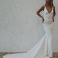 Mermaid Wedding Dresses Spaghetti Straps Soft Satin Boho Bridal Gowns V-Neck Button Back Wedding Party Gown