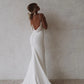 Mermaid Wedding Dresses Spaghetti Straps Soft Satin Boho Bridal Gowns V-Neck Button Back Wedding Party Gown