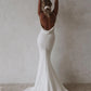 Mermaid Wedding Dresses Spaghetti Straps Soft Satin Boho Bridal Gowns V-Neck Button Back Wedding Party Gown