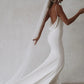 Mermaid Wedding Dresses Spaghetti Straps Soft Satin Boho Bridal Gowns V-Neck Button Back Wedding Party Gown