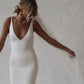 Mermaid Wedding Dresses Spaghetti Straps Soft Satin Boho Bridal Gowns V-Neck Button Back Wedding Party Gown